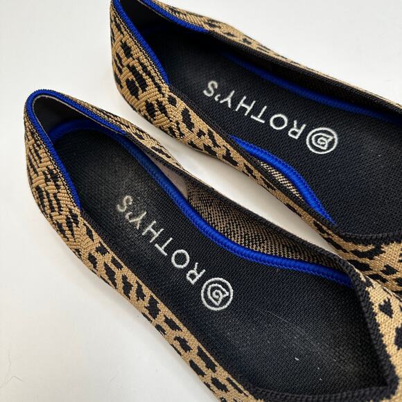 Rothy's Leopard Print Pointed Toe Slip On Flats - Picture 3 of 5